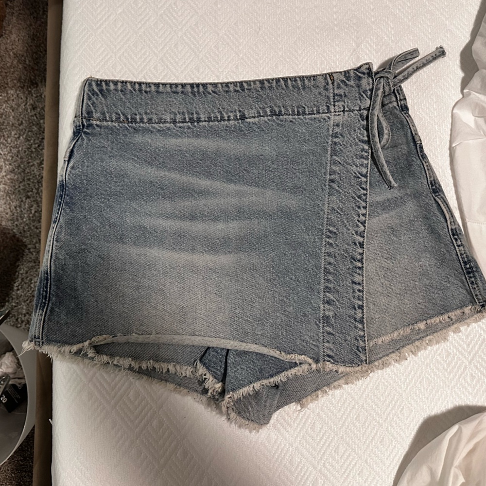 Free People We The Free Emmy Wrap Skort Denim 8 Revolve